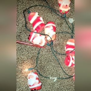 Vintage Christmas Santa Claus 10 String Light Plastic Blow Molds MCM.